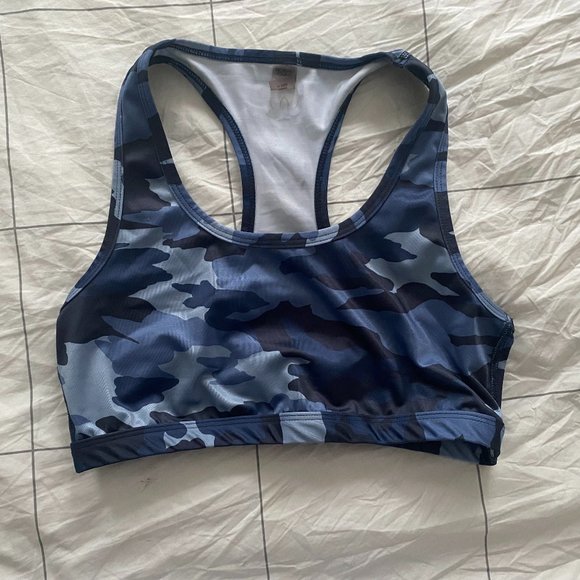 Beyond Yoga Racerback Sports Bra Blue Camo Size M - Picture 1 of 2